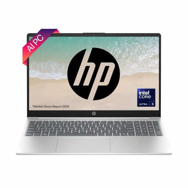 HP Laptop 15, Intel Core Ultra 5 125H, Enhanced by AI, 15.6-inch (39.6 cm), FHD, 8GB DDR5, 512GB SSD, Intel Graphics, FPR, 1080p FHD Camera, Backlit KB (Win 11, Silver, 1.65 kg), fd1098TU