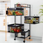 Rasvesh Metal Kitchen Trolley Kitchen Organizer Items And Kitchen Accessories Items For Kitchen Rack Square Design For Fruits & Vegetable Onion Storage Kitchen Trolley With Wheels (4 Layer)