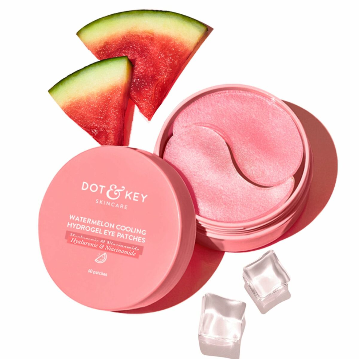 Dot & Key Watermelon Cooling Hydrogel Under Eye Patches for Dark Circles & Puffiness Reduction | With Hyaluronic & Niacinamide | Eye Patches | Instantly Hydrates, Cools & De-Puffs | 60 Patches