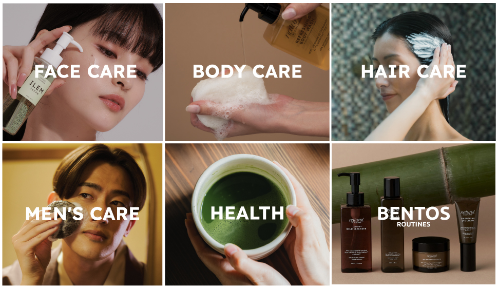 face care, body care, hair care, men's care, health care, bento routines, matcha tea