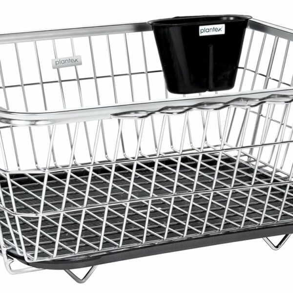 Plantex Stainless Steel Dish Drainer Basket for Kitchen Utensils/Dish Drying Rack with Drainer/Bartan Basket/Plate Stand (Size-54 x 40 x 24 cm/Chrome Finish)