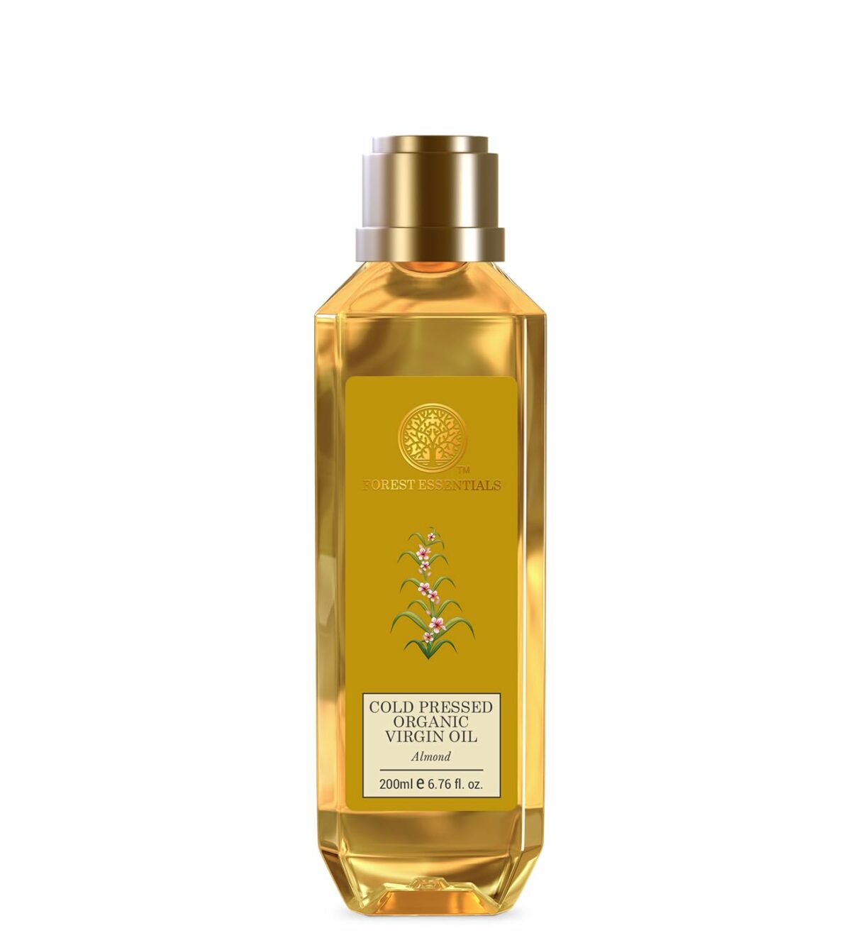 Forest Essentials Organic Cold Pressed Virgin Oil Almond | Rich in Vitamin E | Pure Sweet Almond Massage Oil For Hair & Skin | 200 ml