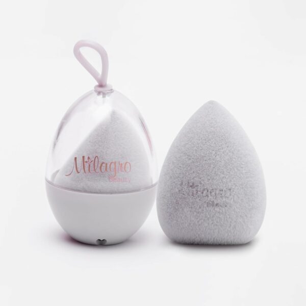 Milagro Beauty Velvet Beauty Blender Sponge, 2 Layered Velvet Microfiber | Slant Edge Shape | Saves Foundation Absrobtion | Latex-Free | Liquid /Creams/Powder Foundation | With Egg Case | Easy To Clean, Reusable, Airbrushed Makeupfinish