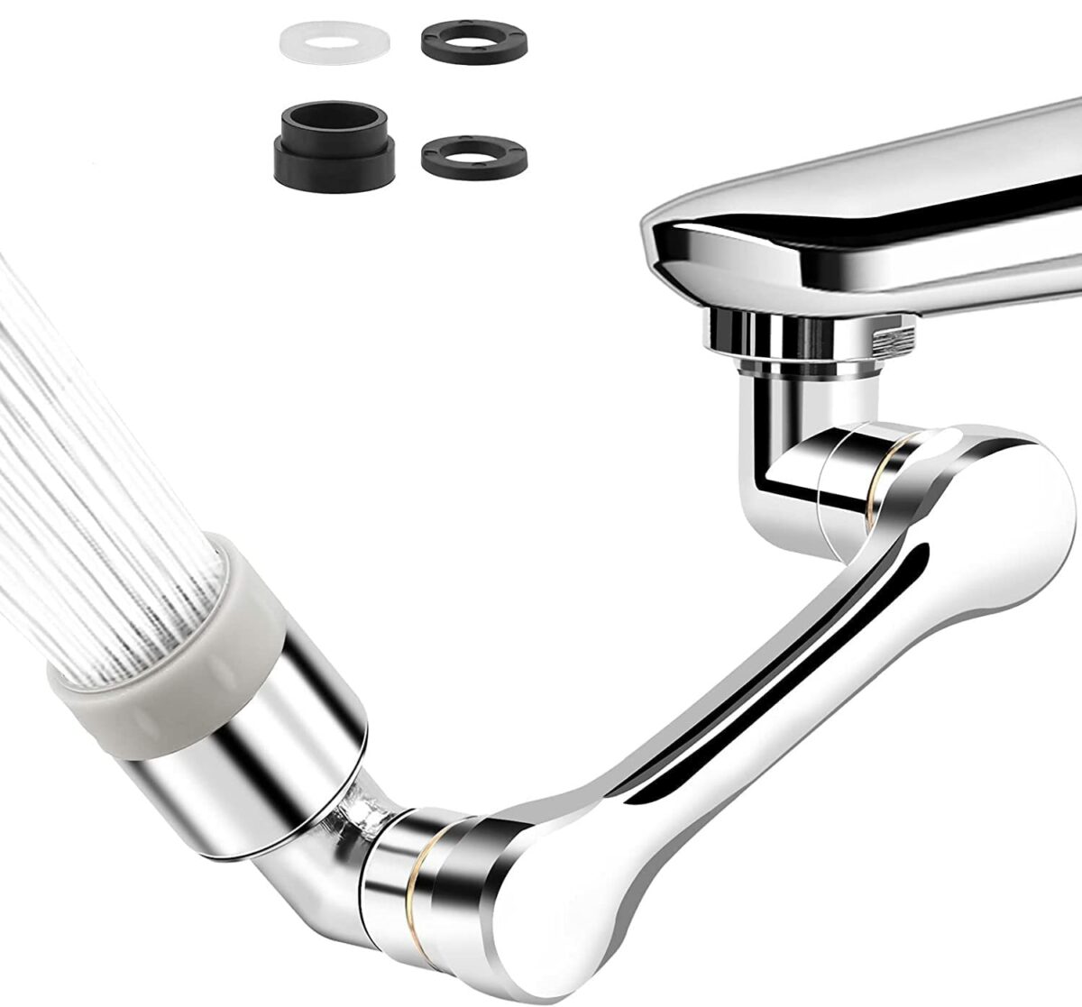 YOGIMOONI 1080° Swivel Faucet Aerator Rotatable Multi-Functional Extension Faucet, Faucet Extender for Taps, Tap Extender for Kitchen Sink with 2 Modes Splash Extension Faucet Filter