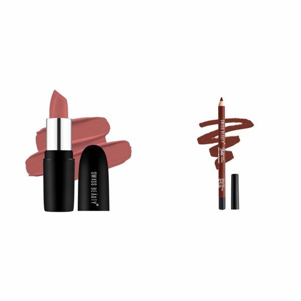 SWISS BEAUTY Pure Matte Lipstick | Long Lasting, Hydrating & Lightweight Lipstick | Bare, 3.8gm| & Pure Matte Lipstick | Long Lasting, Hydrating & Lightweight Lipstick | Bare, 3.8gm|