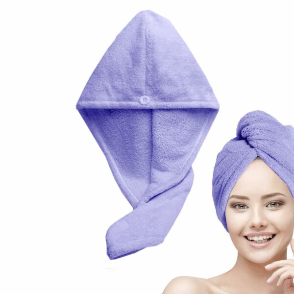 Status Contract Set of 2 Hair Towel Super Absorbent Quick Dry Towel Bathrobe Magic Hair Warp Towel Super Quick-Drying Microfiber Bath Towel Bath Towel (Purple- 2), 200 Tc