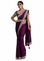 TRENDMALLS Women's Ruhani Silk Embroidery With Sequence Work Saree