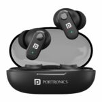 Portronics Harmonics Twins S16 in Ear Wireless TWS Earbuds with 24 Hrs Playtime, Clear Calls, Game & Music Mode, Low Latency, Bluetooth 5.3v, LED Display, Type C Fast Charging(Black)