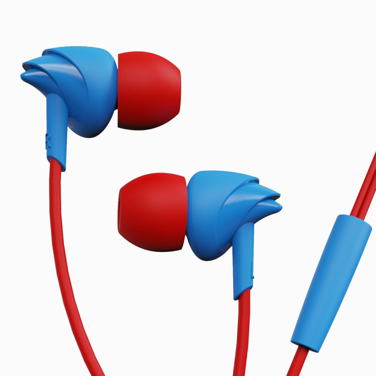 boAt BassHeads 100 in-Ear Wired Earphones with Hawk Inspired Design, Integrated Multifunction Control, Super Extra Bass & Instant Voice Assistant(Red & Blue)