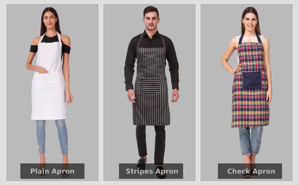 chef apron, waterproof apron, stripe apron, plain apron, check apron