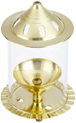 Amazon Brand - Solimo Akhand Diya/Oil Lamp with Glass Cover for Puja, Home Décor and Diwali, Brass (Small)