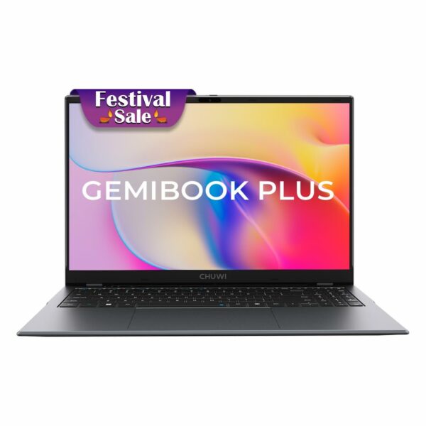 Chuwi GemiBook Plus 15.6" Laptop, 8GB RAM 256GB SSD, Windows 11, Intel N100 (Upto 3.4GHz), WIFI 6, USB-A 3.0, Webcam, Bluetooth 5.2, HDMI Port, 38Wh, 1.7kg (Iron Gray)