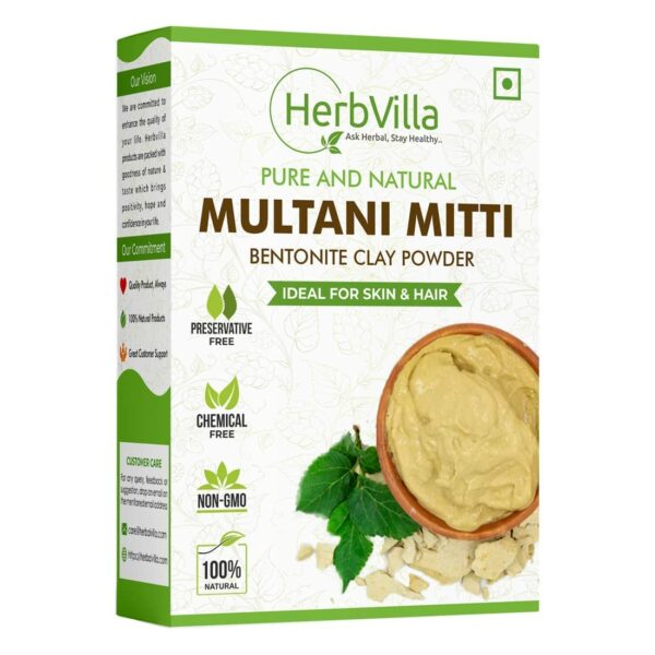 Herbalvilla Natural Multani Mitti Powder for Face Pack (200 Grams) Fuller's Earth, Bentonite Clay