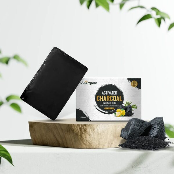 LA Organo Charcoal Handmade Soap (100 gm, Pack of 3)