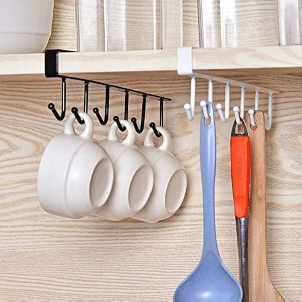 Zollyss Multifunctional 6 Metal Door Hook Organiser/Hook Hanger Suitable for Room, Kitchen, Bathroom, Pack of 2, Random Color