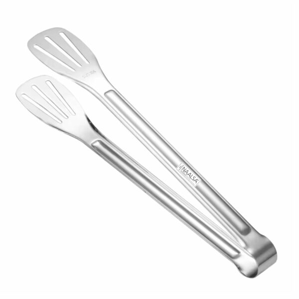 NAALSA1Pc EZYPICK Slotted Tong Stainless Steel 24cm/9.5inch Length Cooking and Serving Food Roti Chapati BBQ Salad Tong