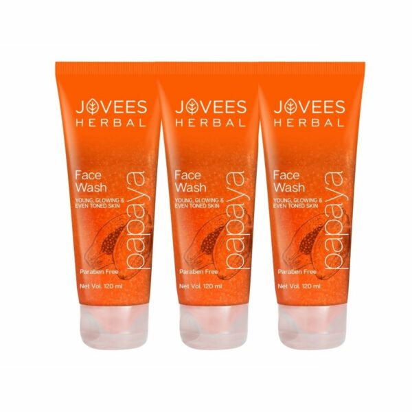 Jovees Herbal Papaya Face Wash For Women/Men | Brightening and Glowing Skin I Removes Pigmentation and Dark Spots | 100% Natural For All Skin Types 120ML (Pack Of 3)