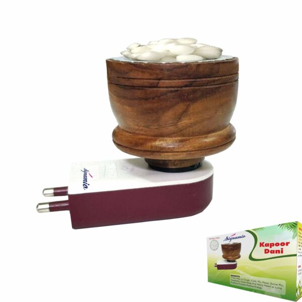 SIGNAMIO® Wooden Kapoor Kapur Dani Camphor Karpuram Aroma Oil Diffuser Incense Burner Electrical Stand Machine Holder for Home,Office (Camphor NOT Included) DN-1