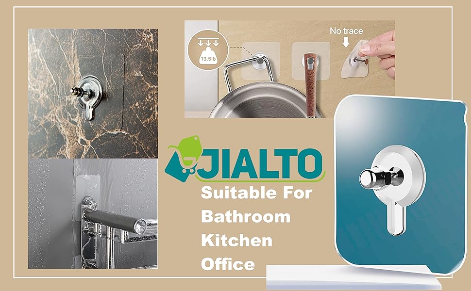 JIALTO Adhesive Hooks for Wall Heavy Duty Wall Hook Waterproof Stick on Adhesive Stronger