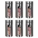 Femora Kitchen Storage Jars Steel Body With See Through Window Jar, 1300 ML, Pack of 6