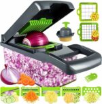 ELMVIA Vegetable Chopper, Pro Onion Chopper, Multifunctional 14 in 1 Food Chopper, Kitchen Vegetable Slicer Dicer Cutter,Veggie Chopper with 8 Blades,Carrot and Garlic Chopper (14 in 1 Chopper)