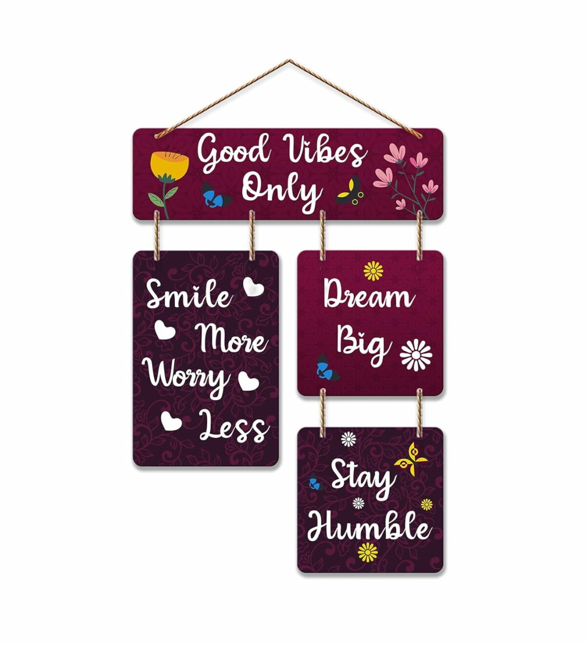 Art Vibes Decorative Wall Art Mdf Wooden Hanger For Living Room | Good Vibes Only | Bedroom | Home Decor | Office | Gift | Quotes Item | Wall Hanging For House Decoration | Wall Art(Wh_6502N)