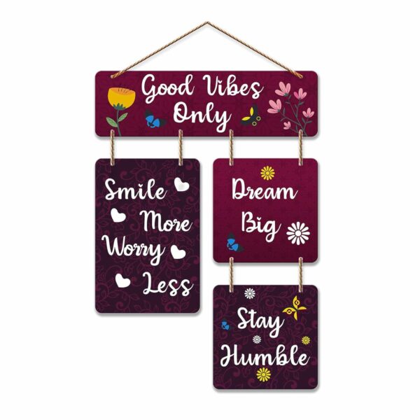 Art Vibes Decorative Wall Art Mdf Wooden Hanger For Living Room | Good Vibes Only | Bedroom | Home Decor | Office | Gift | Quotes Item | Wall Hanging For House Decoration | Wall Art(Wh_6502N)