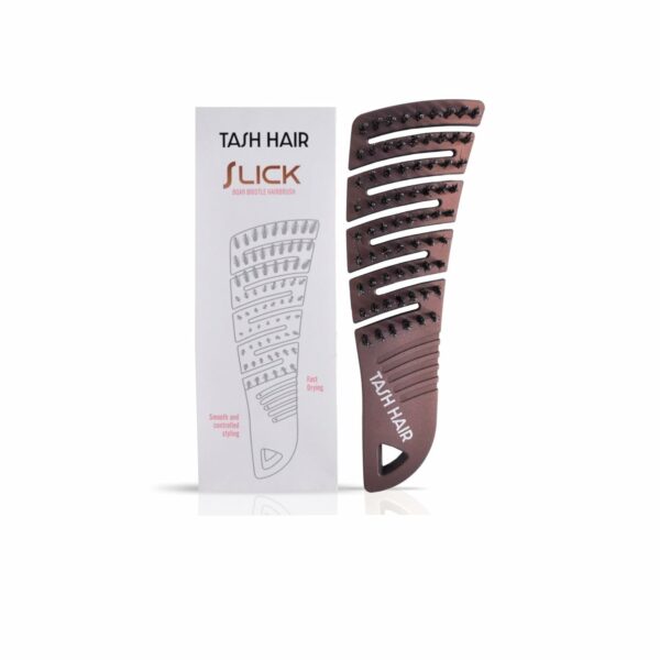 Tash Hair Slick - Portable Detangling Boar Bristle Hair Brush for Wet, Dry, Curly & Straight Hair Adds Natural Shine Gently Massages The Scalp for unisex (Copper)