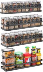 Craft Expertise Metal Spice Rack Organiser Wall Mounted, Hanging Seasoning Spice Rack Shelf Holder, Storage for Kitchen Cabinet Color Black (Pack-4), Hanging Shelves