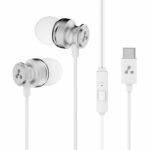 Ambrane Type-C Wired Earphones, 10Mm Bass Drivers, Inline Controls for Type C Smartphones, iPhone 15 & Laptop, 1.2M Braided Anti Tangle Wire with Mic for Clear Calling (Stringz 03, White) - in Ear