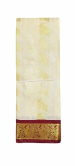 VFCollections Women's Kanchipuram Silk Bridal Pure Pattu Cream White Sarees With Blouse