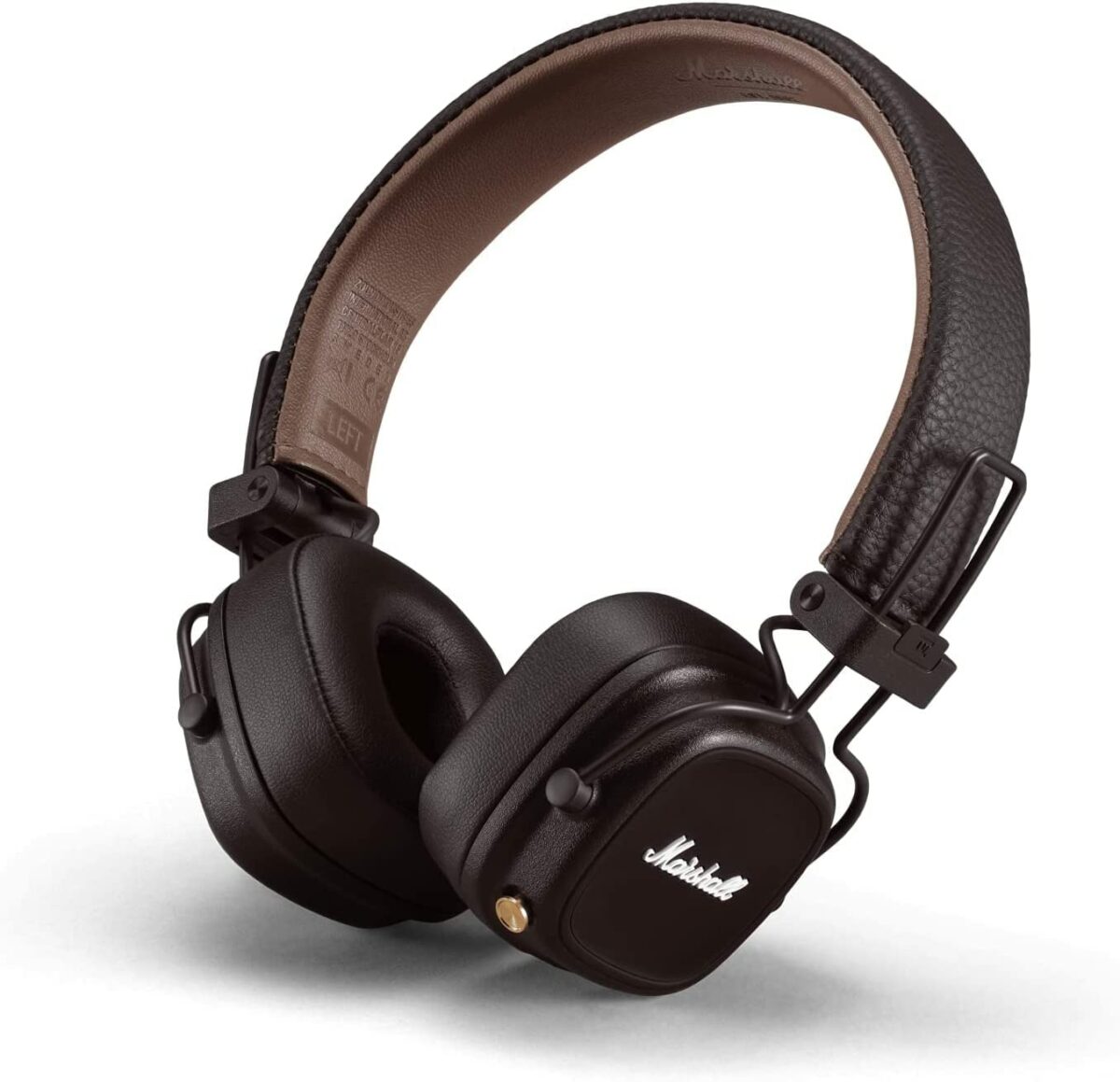 Marshall Major IV Wireless On-Ear Headphones with 80+ hours of Playtime, Multi-Dimensional Control Knob, Wireless Charging- Brown