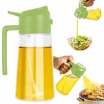 PANCA Glass Oil Sprayer And Oil Dispenser, 600 Ml Capacity Bottle For Kitchen, Glass Oil Bottle With Premium Nozzle, Oil Sprayer For Air Fryer, Salad, Bbq,Roasting, Green