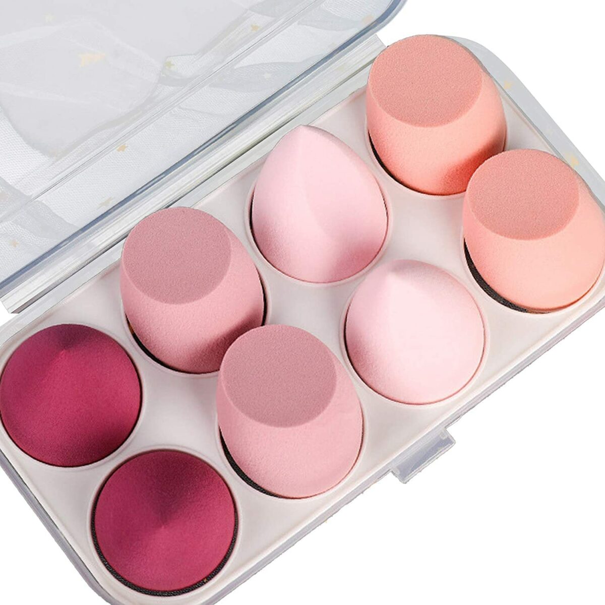 COSLUXE Makeup Sponge Set Beauty Blender with Egg Case, Soft Sponge For Liquid Foundation, Creams, and Powders，Latex Free Wet and Dry Makeup (Pink Series, 8 Pcs)