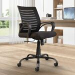 CELLBELL Desire C104 Mesh Mid Back Ergonomic Office Chair/Study Chair/Revolving Chair/Computer Chair for Work from Home Metal Base Seat Height Adjustable Chair (Black)