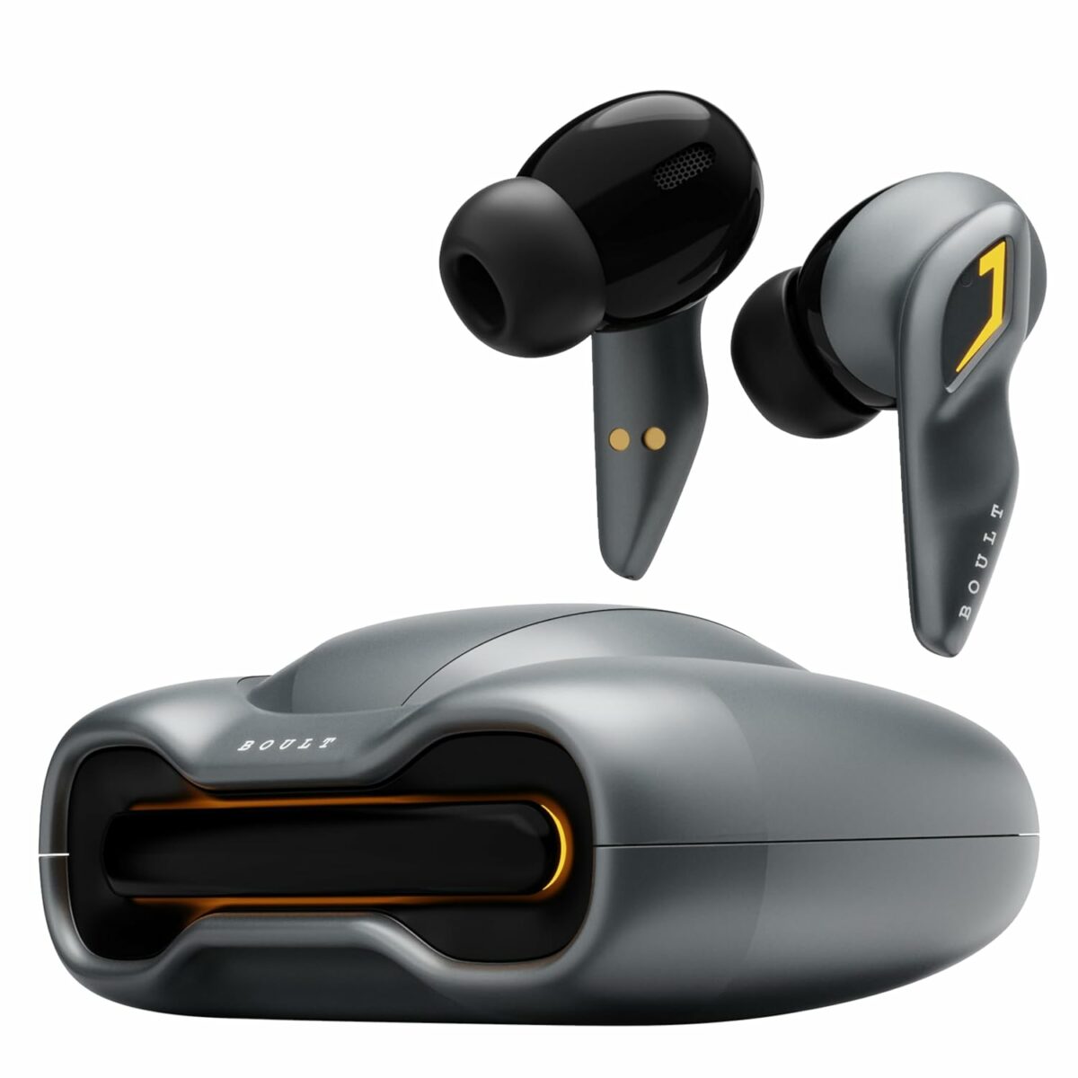 Boult Audio UFO Truly Wireless in Ear Earbuds with 48H Playtime, Built-in App Support, 45ms Low Latency Gaming, 4 Mics ENC, Breathing LEDs, 13mm Bass Drivers Ear Buds TWS, Made in India (Smoky Metal)