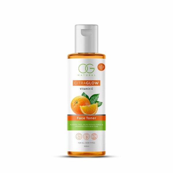 OG BEAUTY Natural CitraGlow Vitamin C Face Toner for Hydrating, Revitalizing, Tightening Pores, and Restoring pH Balance | Free from Alcohol, Paraben, Silicon Oil & Harsh Chemicals |100 ML