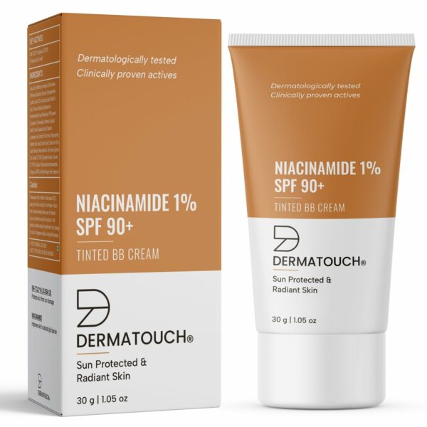 DERMATOUCH Niacinamide 1% SPF 90+ PA+++ Tinted BB Cream | For Sun Protected & Radiant Skin | UVA-UVB Protection | Suitable to All Skin Types | For both Men & Women | 30G