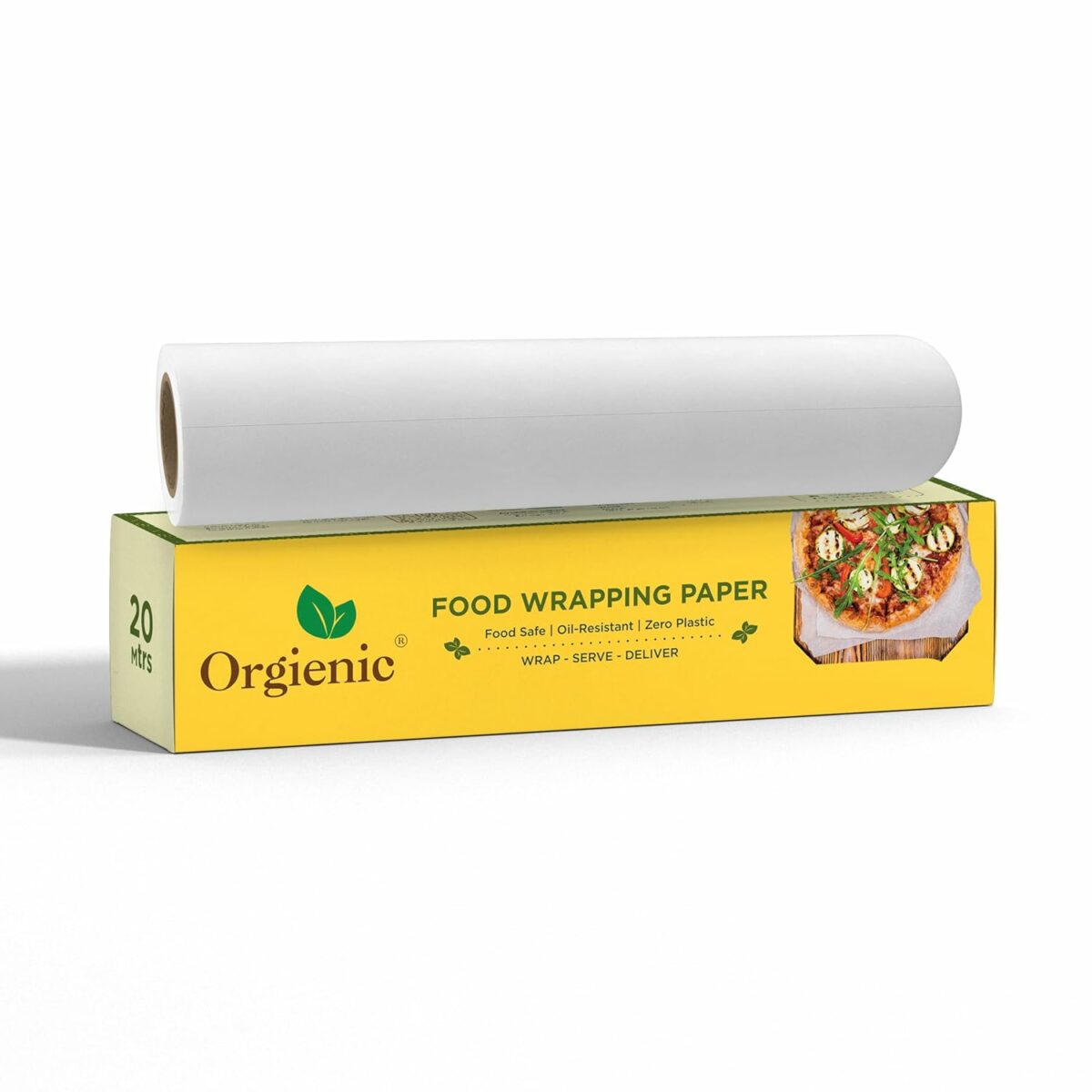 Orgienic Paper Food Wrapping Paper Roll 20 Meters | Parchment Paper | Butter Paper | Greaseproof & Oil Resistant | FDA Certified 100% Food Safe | for Home, Bakeries, Cafes & Restaurants (Pack of 1)