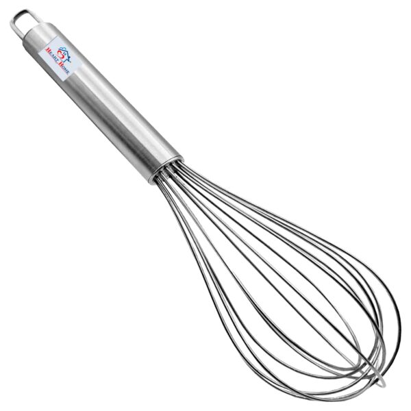 Heart Home Multiuses Stainless Steel Kitchen Utensil Balloon Shape Wire Whisk, Egg Beater, Kitchen Tool, 25cm (Silver)