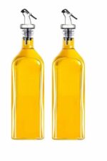 Crystalware Glass Oil Dispenser, 1000Milliliters, Pack Of 2, Clear - 1 L