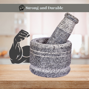 Stone mortar and pestle set granite 4 inch