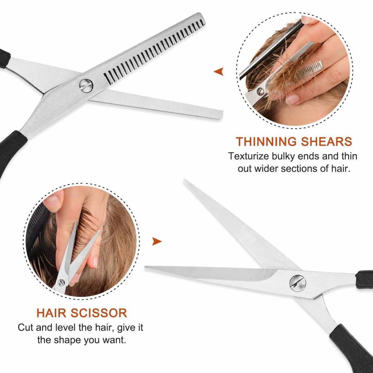 BEAUTRISTRO 6In1 Professional Parlour Cutting Set(hair cutting scissors +Double Thinning Scissor + Hair Cutting Sheet Apron + Comb + Eyebrow Scissors + Scissor For Nose Hair)