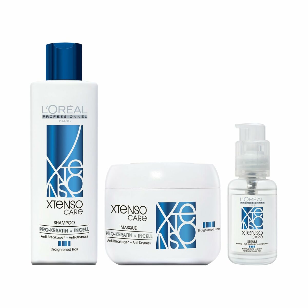 L'OREAL PROFESSIONNEL PARIS Xtenso Care Shampoo + Mask + Serum Combo Pack For Straightened Hair (250Ml + 196Gm + 50Ml)| Hair Care Regi For Straightened Hair, Pack Of 1