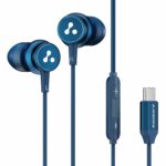 Ambrane Type C Wired Earphones with in-line Mic for Clear Calling, 1.2M Cable, 10mm Dynamic Drivers for BoostedBass, Control Buttons for iPhone 15, Samsung & Type C Devices (Stringz 04, Blue)