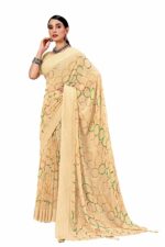 Jaanvi fashion Women's Georgette Crepe Printed Saree With Blouse Piece