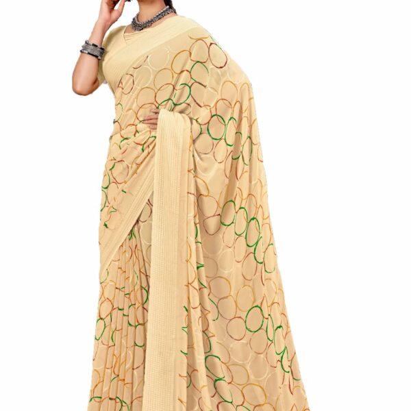 Jaanvi fashion Women's Georgette Crepe Printed Saree With Blouse Piece