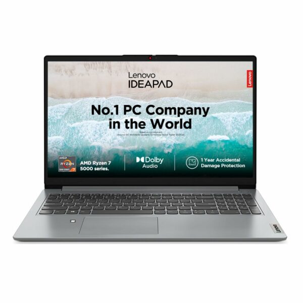 Lenovo IdeaPad Slim 3 AMD Ryzen 7 5700U(16GB DDR4 RAM /512GB M.2 NVMe SSD/Windows 11 + MS Office 21/Backlit KB /15.6" FHD 300Nits Anti Glare/1Yr ADP Free/Arctic Grey/1.65Kg), 82KU024GIN