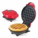 SMARTAKE Mini Waffle Maker Machine 3 In 1 Waffle Iron Home Appliances Kitchen Easy To Clean, 4 Inch, Perfect For Breakfast,Dessert, Sandwich, Pan Cakes, Other Snacks Assorted - 350 Watts, Red