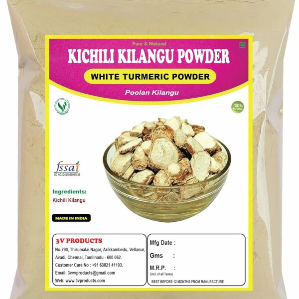 3V PRODUCTS Kichili Kilangu Powder 50 grams | White Turmeric | Poolan kilangu | Zedoary for Glowing Skin | All Skin Types | Tan Removal | Skin Care